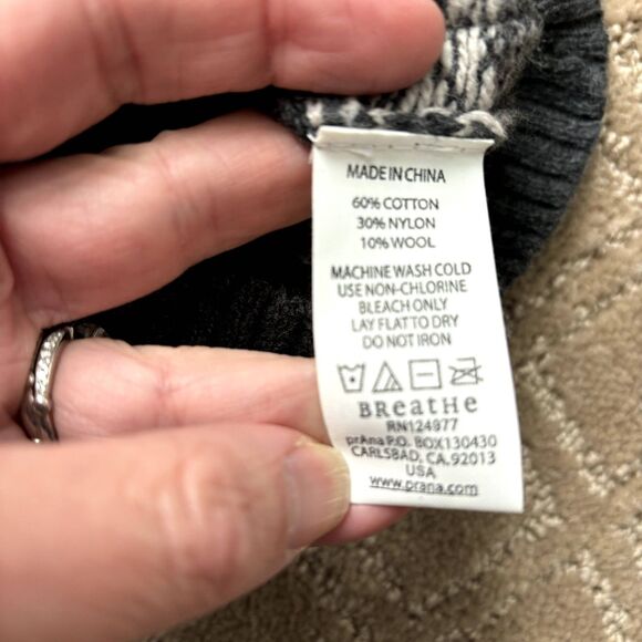 PrAna Ramona Pullover Sweater Women's Medium Fair Aisle Wool Blend Gray Warm - Picture 8 of 11